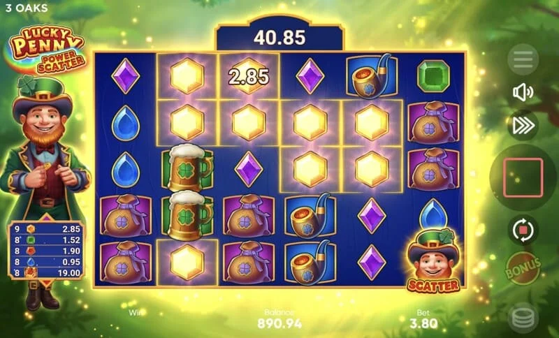Lucky Penny Power Scatter - Permainan asas dengan cascading hilang dan pendarab terkumpul